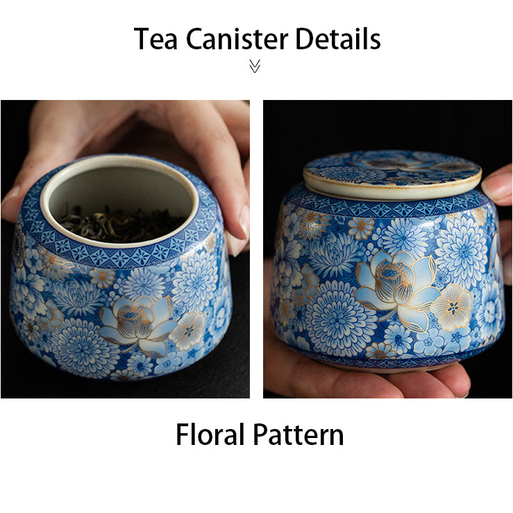 Flourishing Flowers Ru Kiln High-End Tea Set