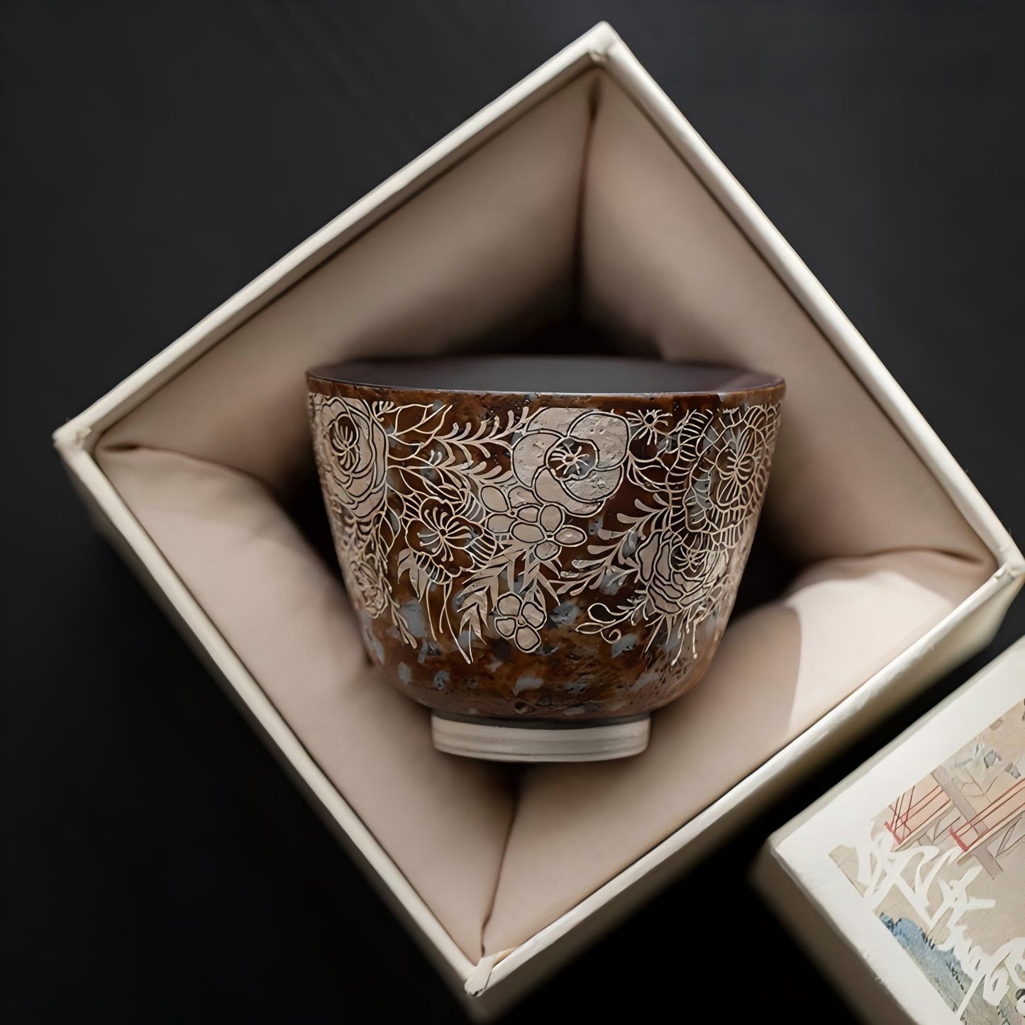 Old Rock Clay Floral Silver Gilded Teacup